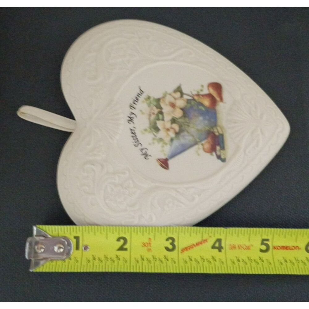 Vintage 1995 Ceramic Potpourri Holder Heart Shaped Wall Plague Gift for Sister - Picture 7 of 8